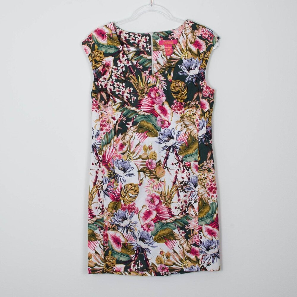 Catherine Malandrino Floral Sheath Dress Tropical Office Womens Size 10